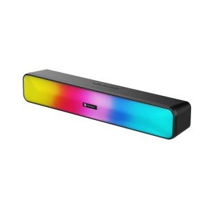 Portronics Radian 16W Bluetooth Stereo Soundbar with Multicolour LED Lights, in-Built FM Radio, Built in Mic, Aux in 3.5mm, Micro SD Slot - Black