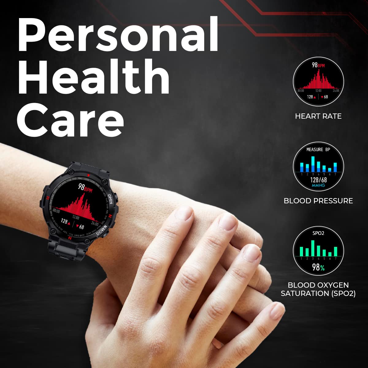 Just Corseca RAY K'ANAB!S Calling Watch cum Smart Watch (Black) - Image 4