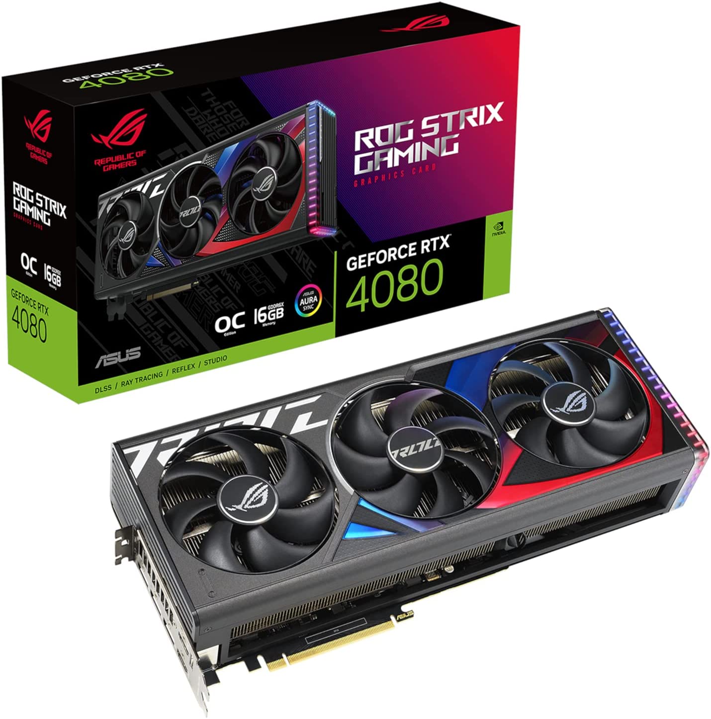Asus ROG Strix GeForce RTX 4080 OC Edition 16GB GDDR6X 256-Bit Triple Fan Graphics Card (ROG-STRIX-RTX4080-O16G-GAMING)
