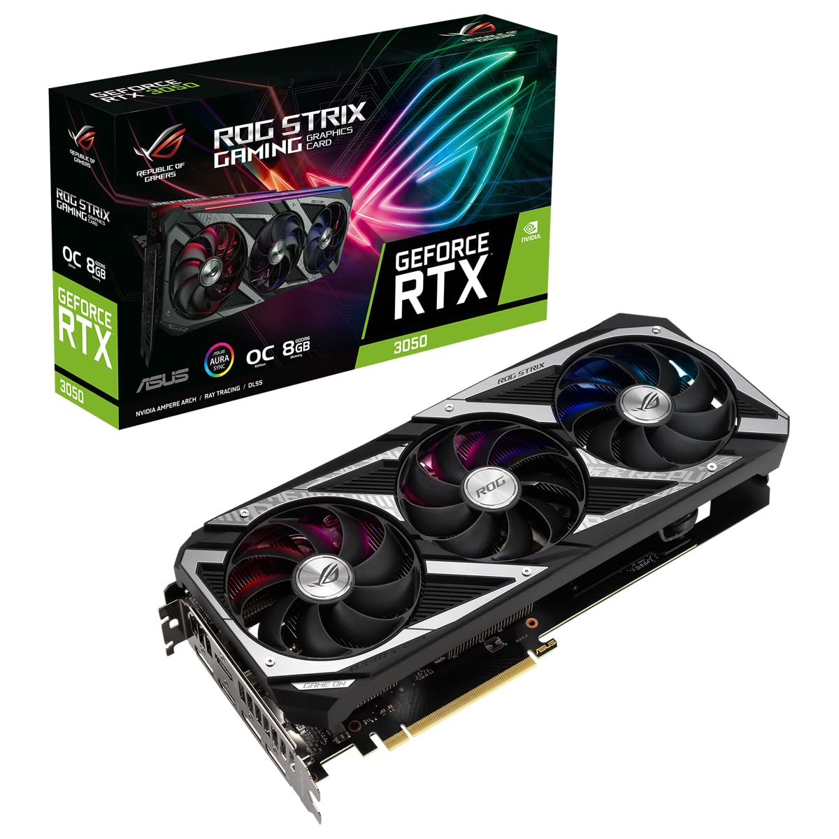 Asus ROG Strix GeForce RTX 3050 OC 8GB GDDR6 128-Bit Graphics Card (ROG-STRIX-RTX3050-O8G-GAMING)