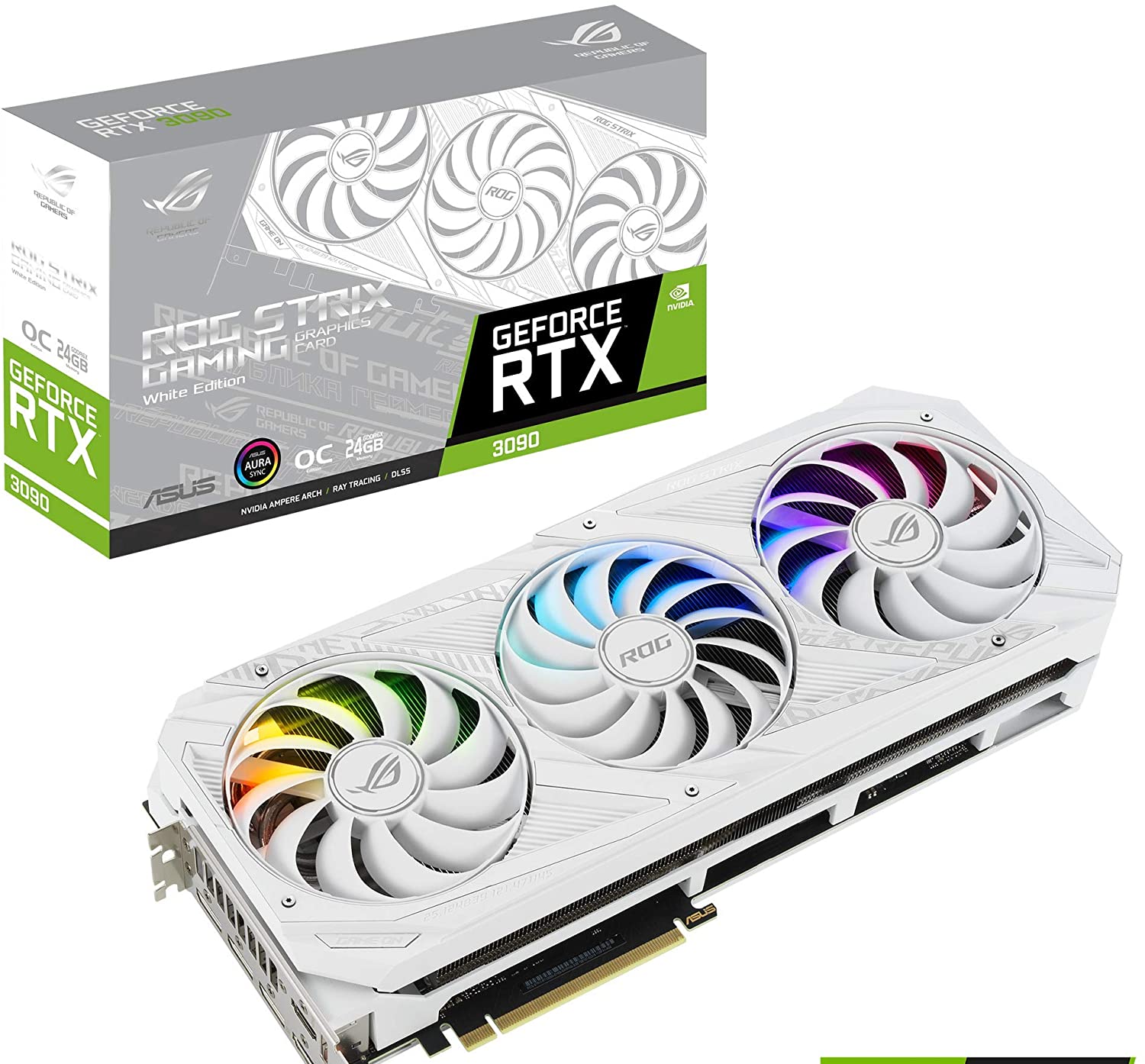 Asus ROG Strix GeForce RTX 3090 White OC 24GB GDDR6X 384-Bit Triple Fan Graphics Card (ROG-STRIX-RTX3090-O24G-WHITE)