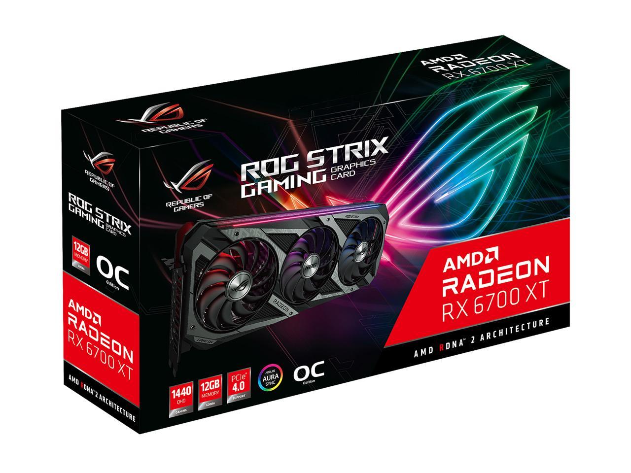 Asus ROG Strix Radeon RX 6700 XT OC Edition 12GB GDDR6 192-Bit Triple Fan Graphics Card (ROG-STRIX-RX6700XT-O12G-GAMING)