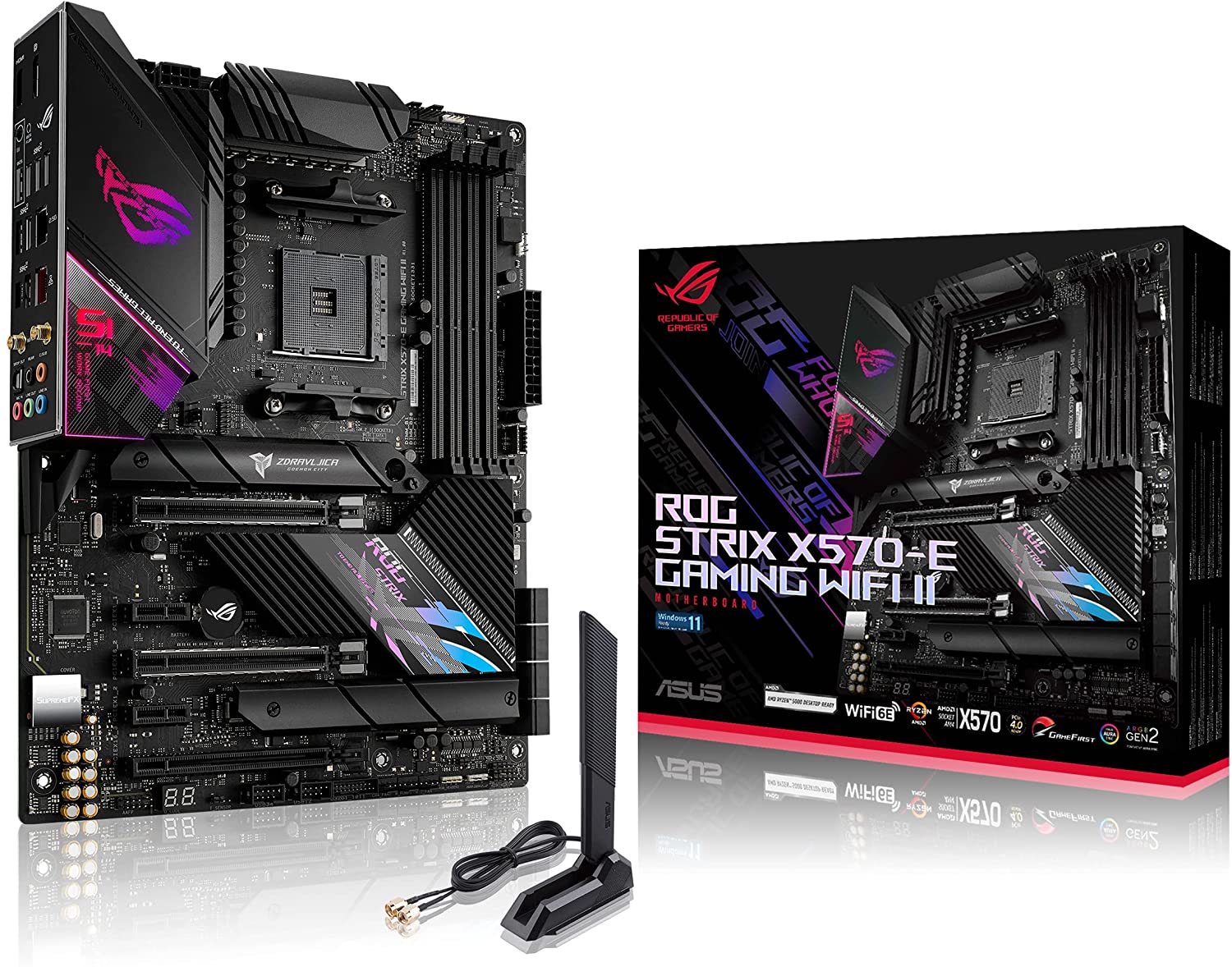 Asus ROG Strix X570-E GAMING WIFI II Motherboard for 5000/ 5000G/ 4000G/ 3000/ 3000G/ 2000/ 2000G Series Processors - AM4 Socket