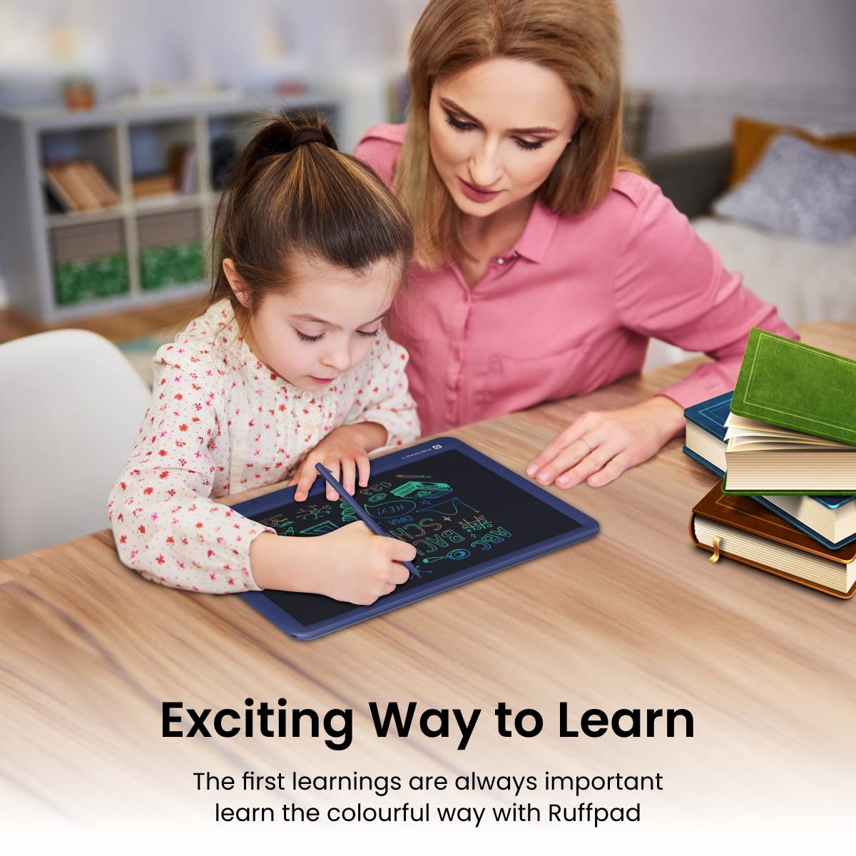 Portronics Ruffpad 15M 15-Inch Re-Writable Multicolor LCD Writing Pad with Smart Lock/ India's first notepad to save and share your child's first creatives via Ruffpad app on your Smartphone (Blue) - Image 5