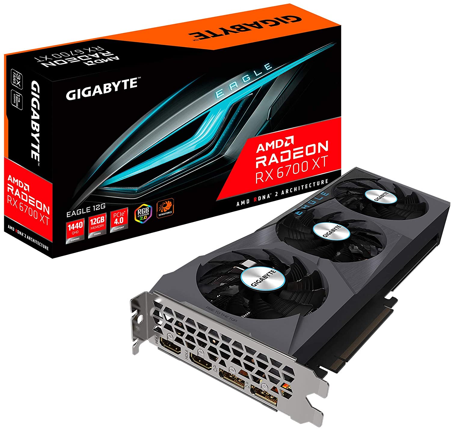 Gigabyte Radeon RX 6700 XT EAGLE 12G 12GB GDDR6 192-Bit Triple Fan Graphics Card (GV-R67XTEAGLE-12GD)