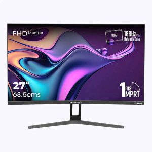 Zebronics ZEB-S27B (165Hz) 27 inch Curved Gaming Monitor (1500R, Full HD 1080P, HDR10, 16.7 Million Colors, 1ms, Inbuilt Speakers, Bezel-Less Design, AMD Free Sync, 300 Nits)