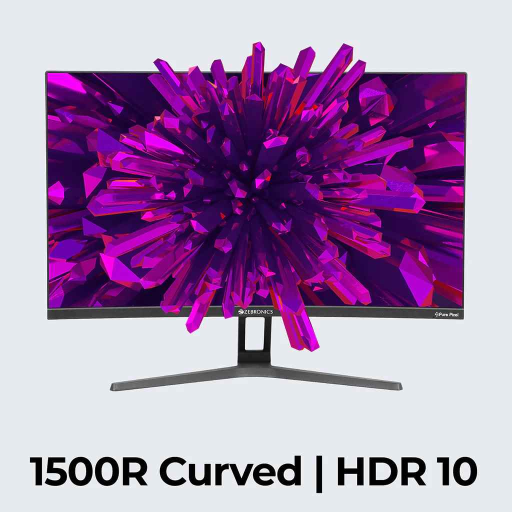 Zebronics ZEB-S27B (165Hz) 27 inch Curved Gaming Monitor (1500R, Full HD 1080P, HDR10, 16.7 Million Colors, 1ms, Inbuilt Speakers, Bezel-Less Design, AMD Free Sync, 300 Nits) - Image 5