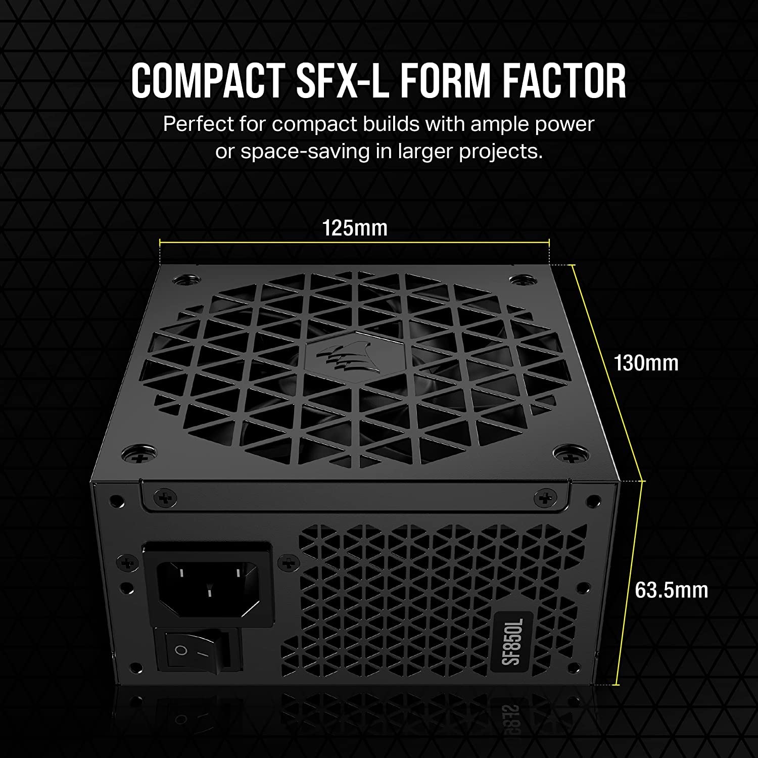 Corsair SF850L Fully Modular Low-Noise SFX Power Supply - ATX 3.0 AND PCIe 5.0 Compliant - Quiet 120mm PWM Fan - 80 Plus Gold Efficiency - Zero RPM Mode - 105?C-Rated Capacitors - Image 4