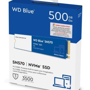 Western Digital WD Blue SN570 NVMe 500GB SSD (WDS500G3B0C) - Upto 3500MB/s, with Free 1 Month Adobe Creative Cloud Subscription, 5 Yr Warranty, PCIe Gen 3 NVMe M.2 (2280)