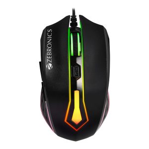 Zebronics Sniper Wired Gaming Mouse with 6 Buttons, Multicolor LED Lights, High Precision, DPI Switch with 800/1200/1600/2400 DPI?s, 1 Million Clicks, 87 Grams Light Mouse