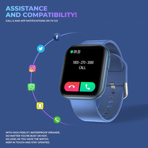 Just Corseca SNUGAR Calling Smartwatch with SpO2, 1.69 Inch Full Touch Screen, Heart Rate Tracking, IP67 Waterproof & Multiple Sports Modes (Blue) - Image 4
