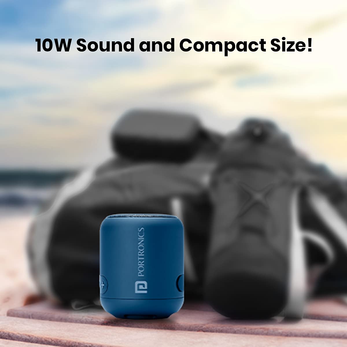 Portronics SoundDrum-1 10W TWS Portable Bluetooth 5.3 Speaker with Powerful Bass/ Inbuilt-FM/ Type C Charging Cable Included (Blue) - Image 5