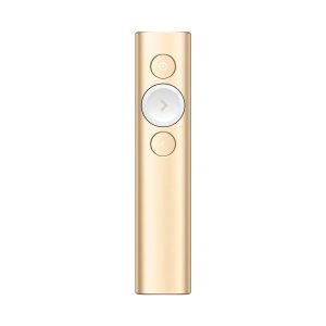 Logitech Spotlight Wirelss Presentation Remote (Advanced Digital Laser Pointer/ 30-Meter Operating Range/ Dual Connectivity/ 2.4 Ghz/ Bluetooth/ USB Receiver) - Gold