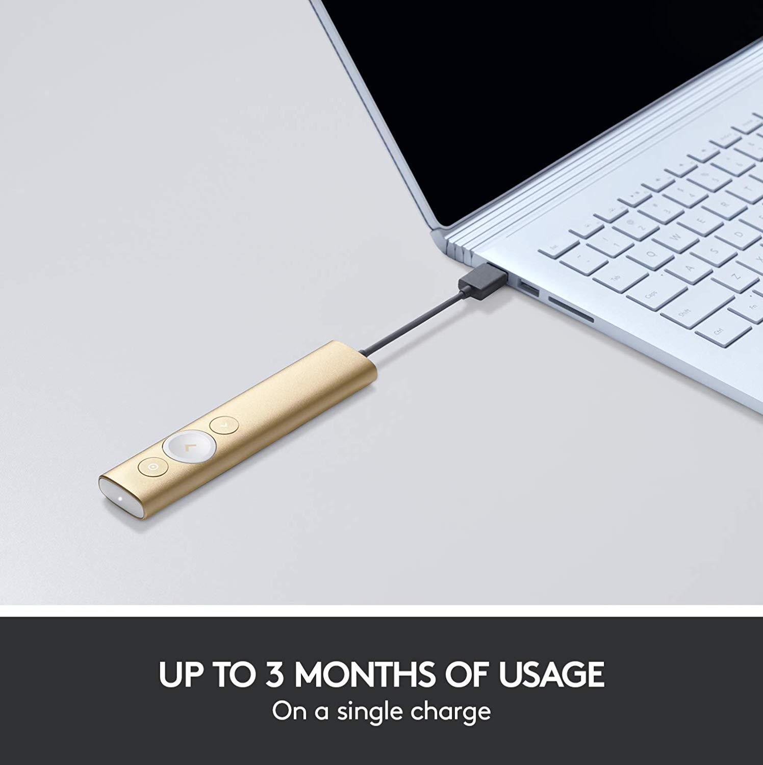 Logitech Spotlight Wirelss Presentation Remote (Advanced Digital Laser Pointer/ 30-Meter Operating Range/ Dual Connectivity/ 2.4 Ghz/ Bluetooth/ USB Receiver) - Gold - Image 5