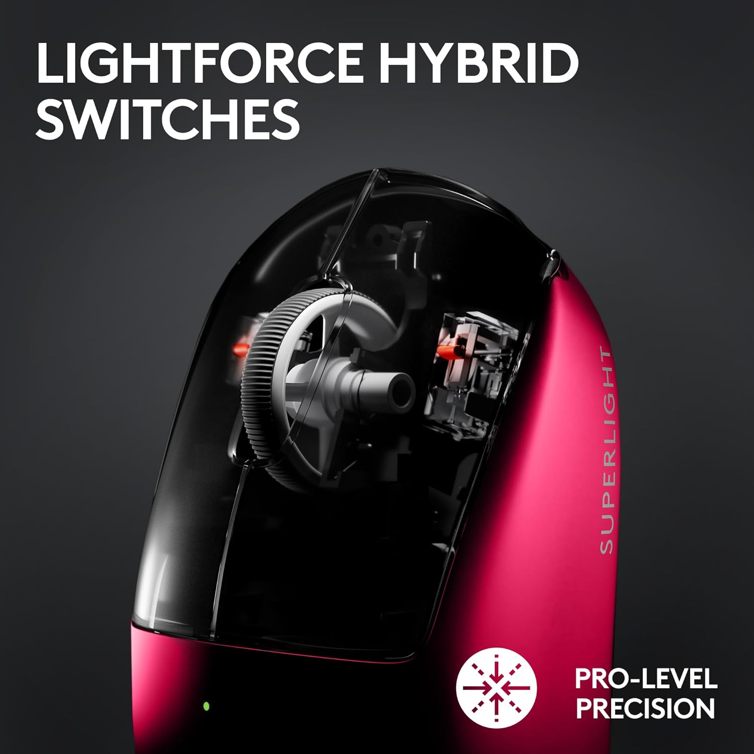 Logitech G PRO X Superlight 2 Lightspeed Wireless Gaming Mouse, Lightweight, LIGHTFORCE Hybrid Switches, Hero 2 Sensor, 32,000 DPI, 5 Programmable Buttons, USB-C Charging, PC and Mac - Magenta - Image 3