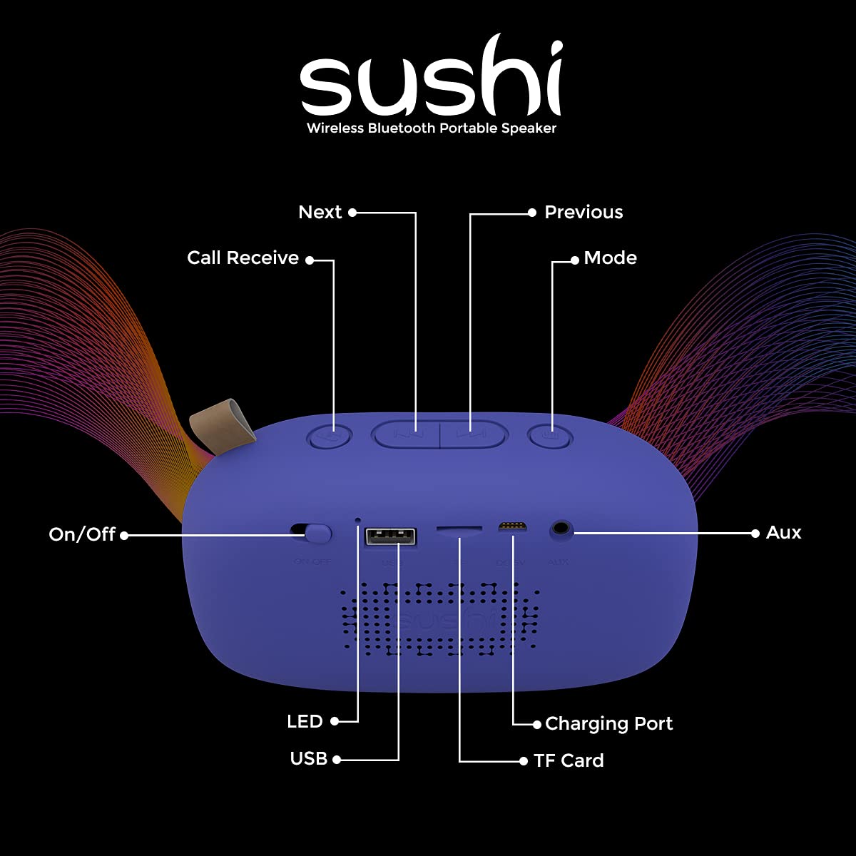 Just Corseca Sushi (Blue) Wireless Bluetooth Portable Speaker - Image 4