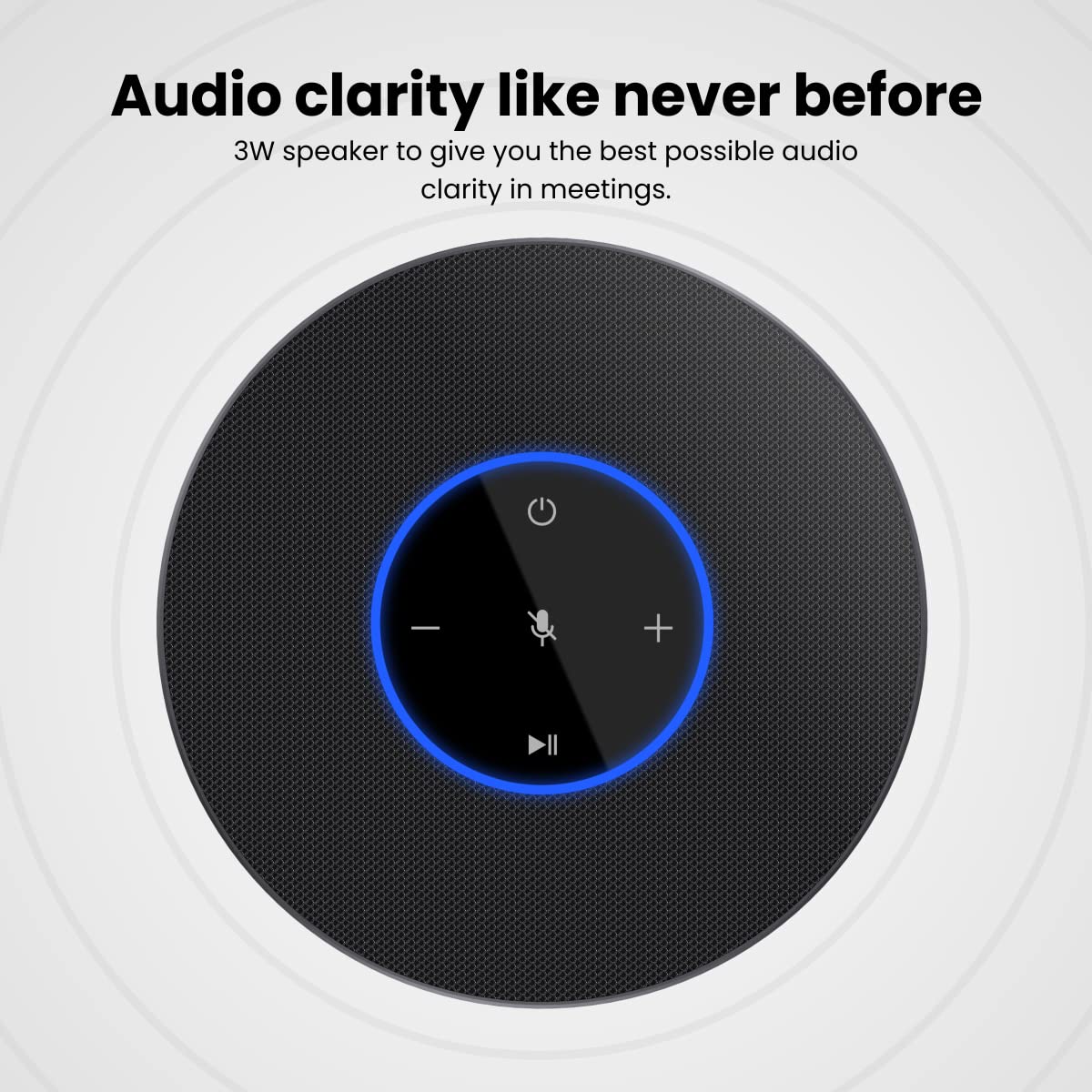 Portronics Talk Two Conference Speaker with Echo Cancellation and Noise Reduction, 3W Speakers and 3 Embedded Microphones 2M Microphone Coverage - Black - Image 6