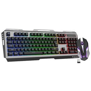 Zebronics Transformer Pro Gaming Wireless Keyboard & Mouse Combo with 2.4GHz/ Aluminum Body/ Built in Battery/ Multicolor LED Modes/ Type C/ Double Shot Keycaps/ up to 4000 DPI - Black