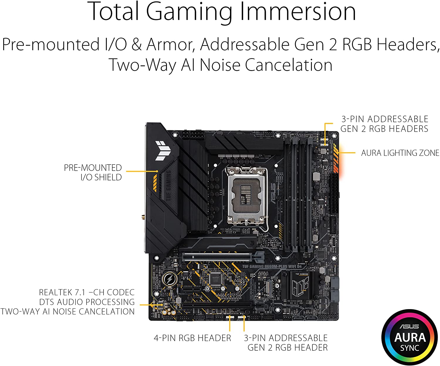 Asus TUF GAMING B660M-PLUS WIFI D4 Motherboard for Intel 12th Gen Processors - LGA1700 Socket - Image 2