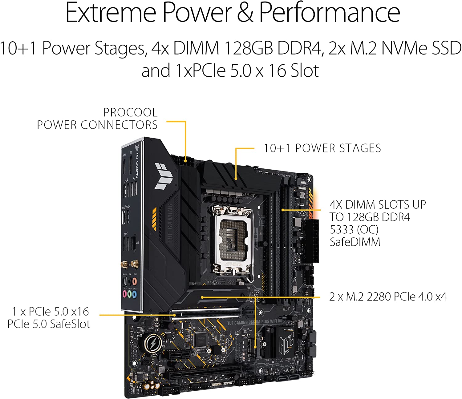 Asus TUF GAMING B660M-PLUS WIFI D4 Motherboard for Intel 12th Gen Processors - LGA1700 Socket - Image 4