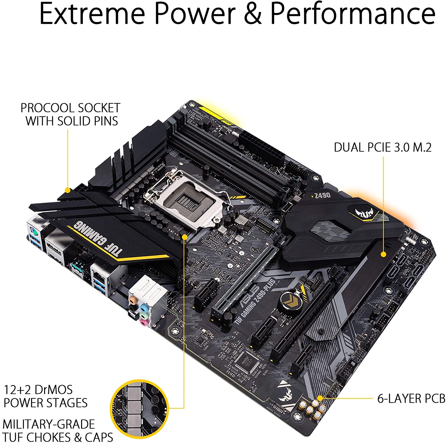 Asus TUF GAMING Z490 PLUS Gaming Motherboard for Intel 10th Gen Processors - LGA1200 Socket - Image 3