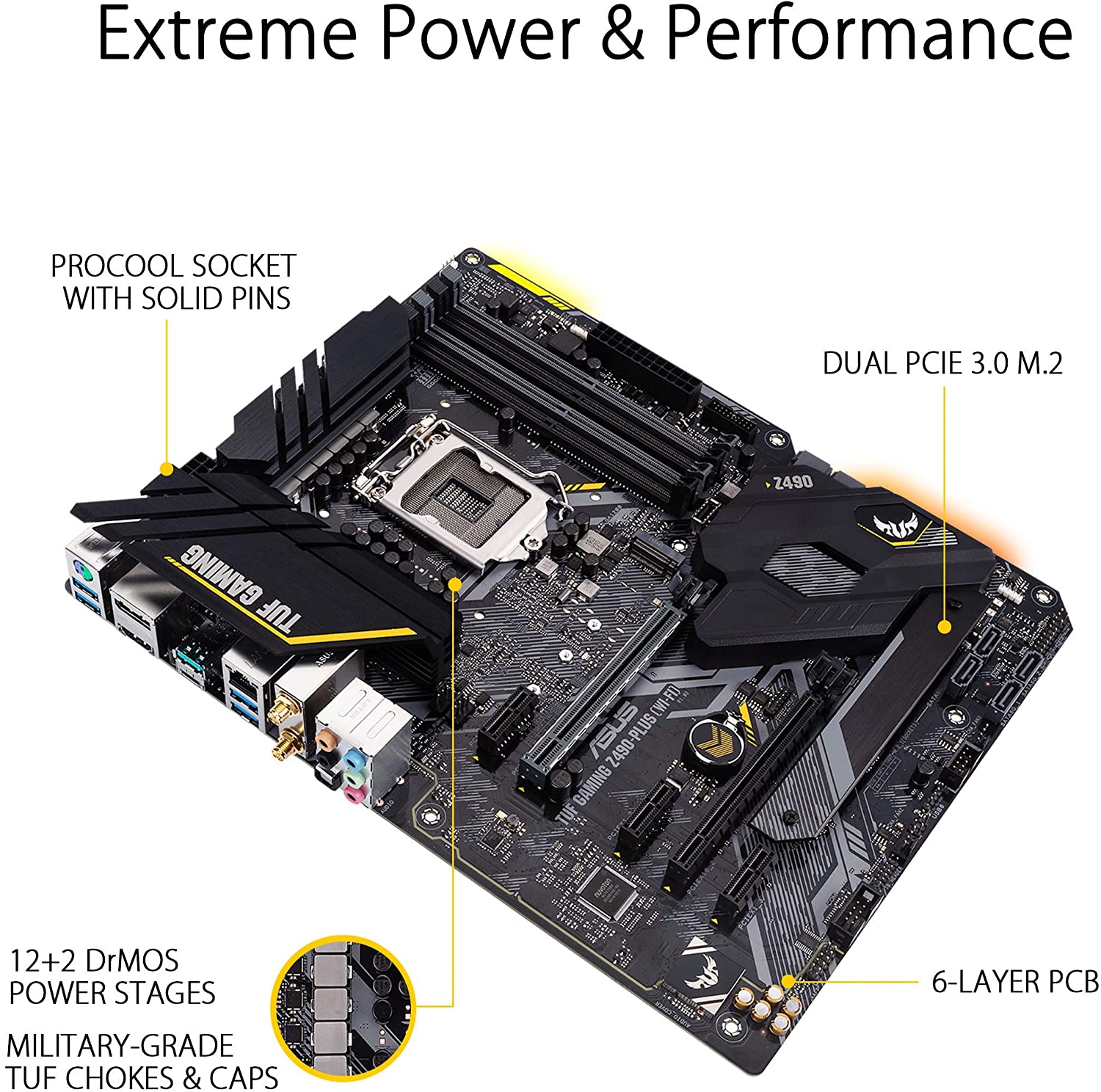 Asus TUF GAMING Z490-PLUS (WI-FI) Motherboard for Intel 10th Gen Processors - LGA1200 Socket - Image 3