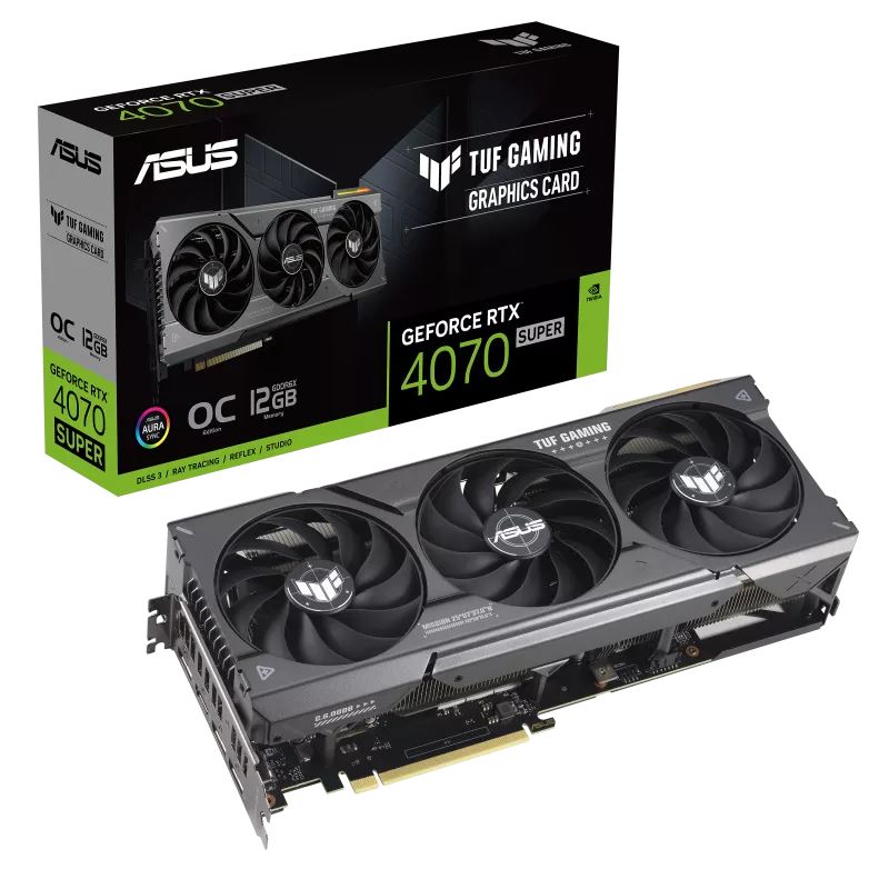 Asus TUF Gaming GeForce RTX 4070 SUPER 12GB GDDR6X OC Edition 12GB GDDR6X 192-Bit Triple Fan Graphics Card (TUF-RTX4070S-O12G-GAMING)