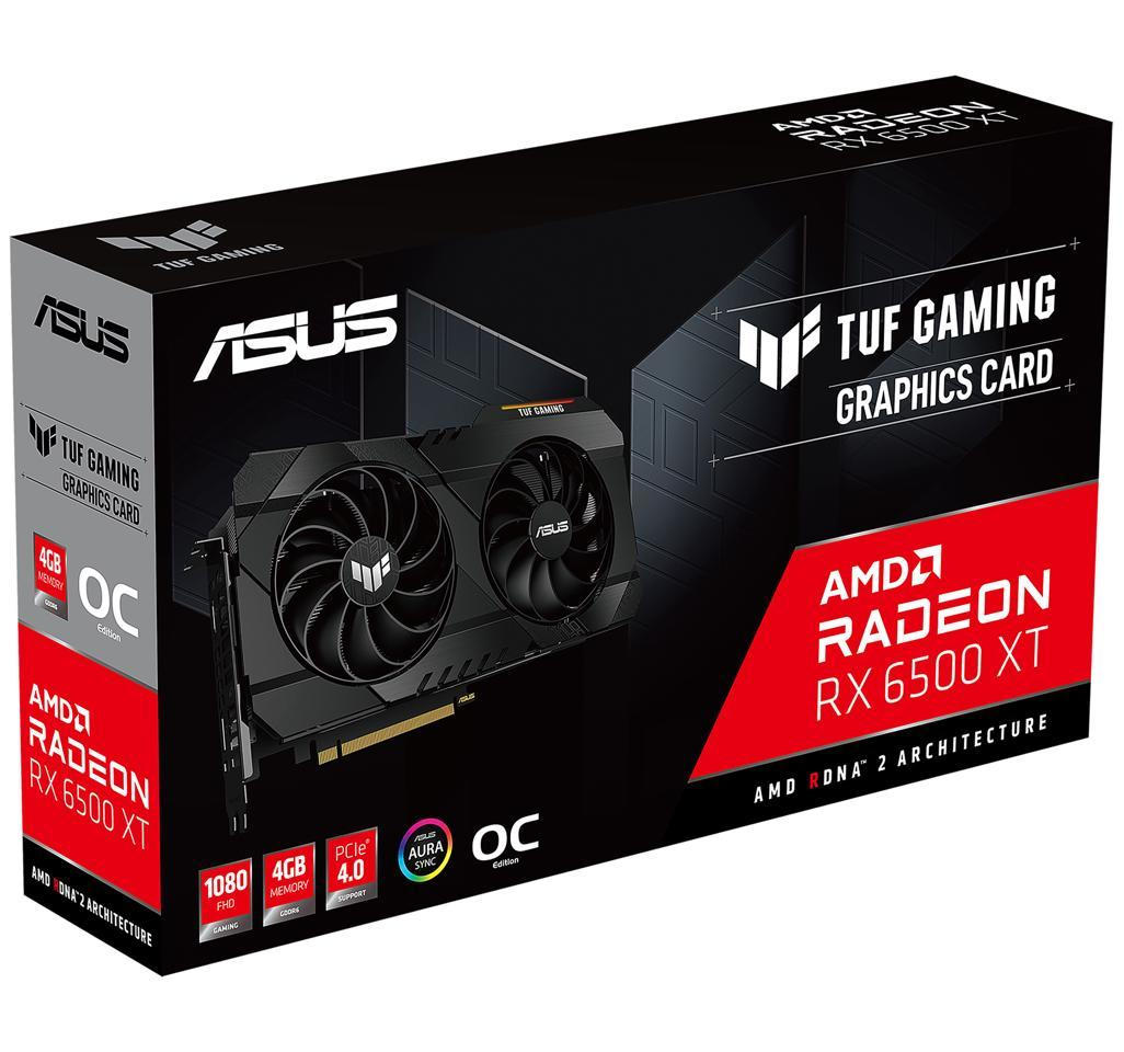 Asus TUF Gaming Radeon RX 6500 XT OC Edition 4GB GDDR6 64-Bit Dual Fan Graphics Card (TUF-RX6500XT-O4G-GAMING)