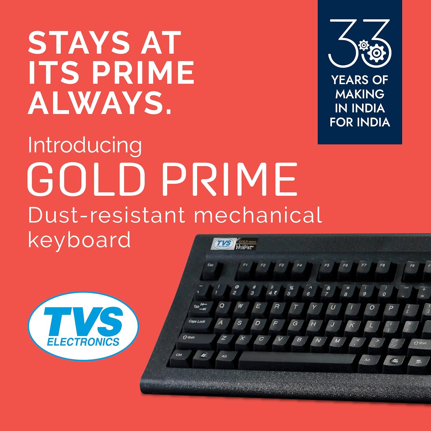 Tvs Electronics Gold Prime Mechanical Wired Keyboard/ Dustproof Key switches/ Guaranteed 50 Million keystrokes/ 1.5 Meter USB Cable/ USB Gold Keyboard (Black) - Image 2