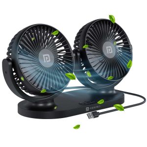 Portronics Twin Cool Rotatable Dual Heads USB fan, Brushless Motor, Rotatable Heads, 3 Speed Mode, USB Powered Fan, Triple-Blade Design