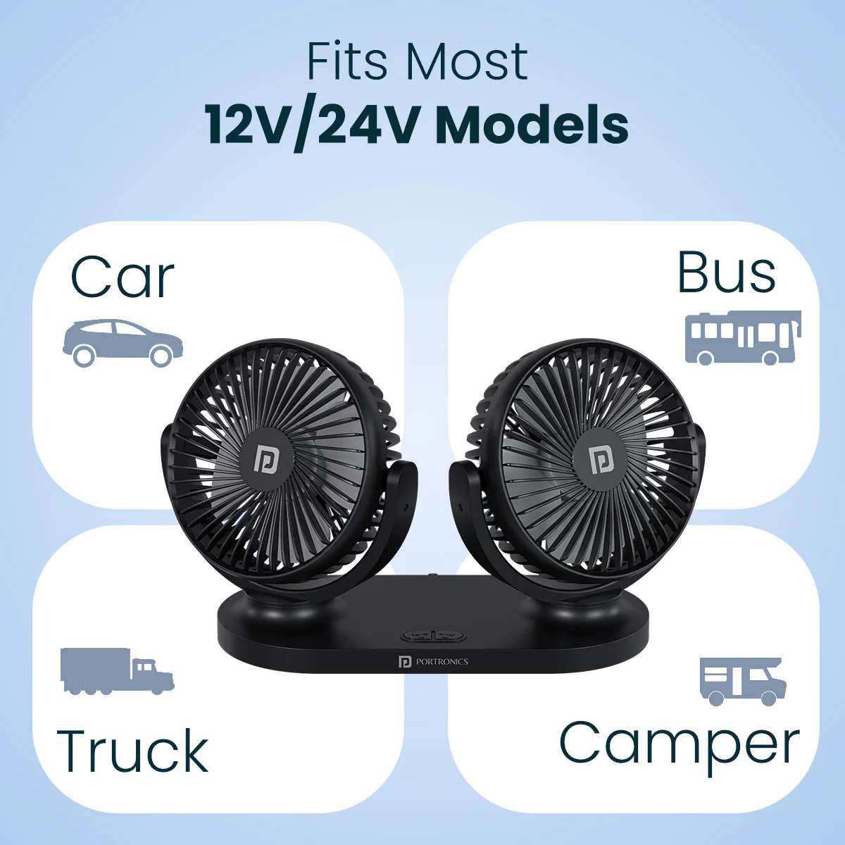 Portronics Twin Cool Rotatable Dual Heads USB fan, Brushless Motor, Rotatable Heads, 3 Speed Mode, USB Powered Fan, Triple-Blade Design - Image 3