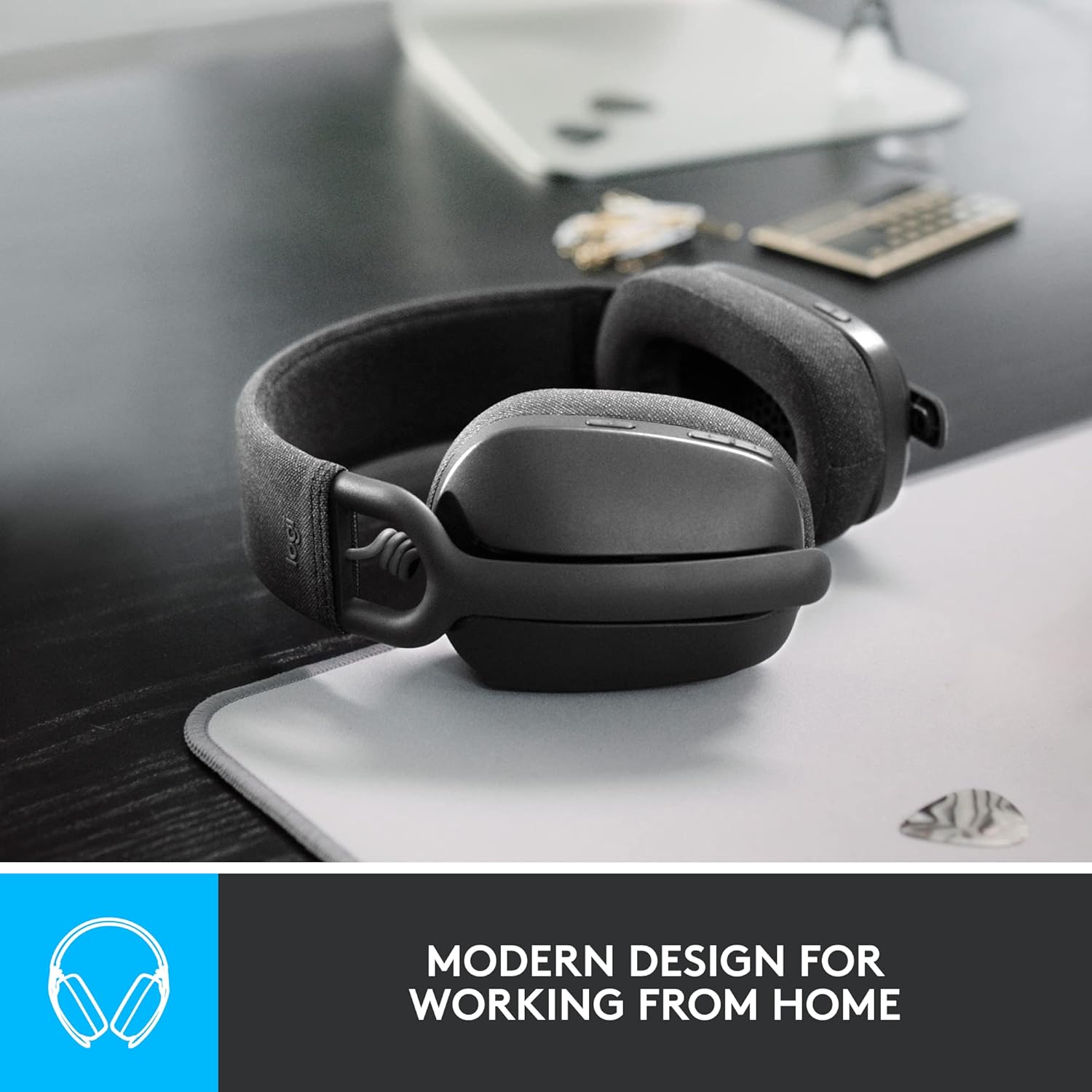 Logitech Zone Vibe 100 Lightweight Wireless Over-Ear Headphones with Noise-Cancelling Microphone, Advanced Multipoint Bluetooth Headset, Works with Teams, Google Meet, Zoom, Mac/PC - Graphite - Image 2