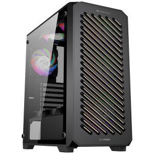 Zebronics Voxel Mid-Tower Premium Gaming Cabinet/ ATX/ ARGB Rear Fan/ LED Control Switch/ Tempered Glass Panel/ USB 3.0/ 360mm Front or 240mm Top AIO Cooler support with Top and Bottom Dust Filter