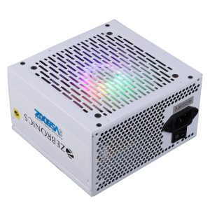 Zebronics VS500Z 500W Non Modular Premium Power Supply with Silent 120mm RGB Fan, Long Flat Cables, PCIe x 1, SATA x 4, 12V 32A (Max.), Over Voltage/Short Circuit Protection (White)