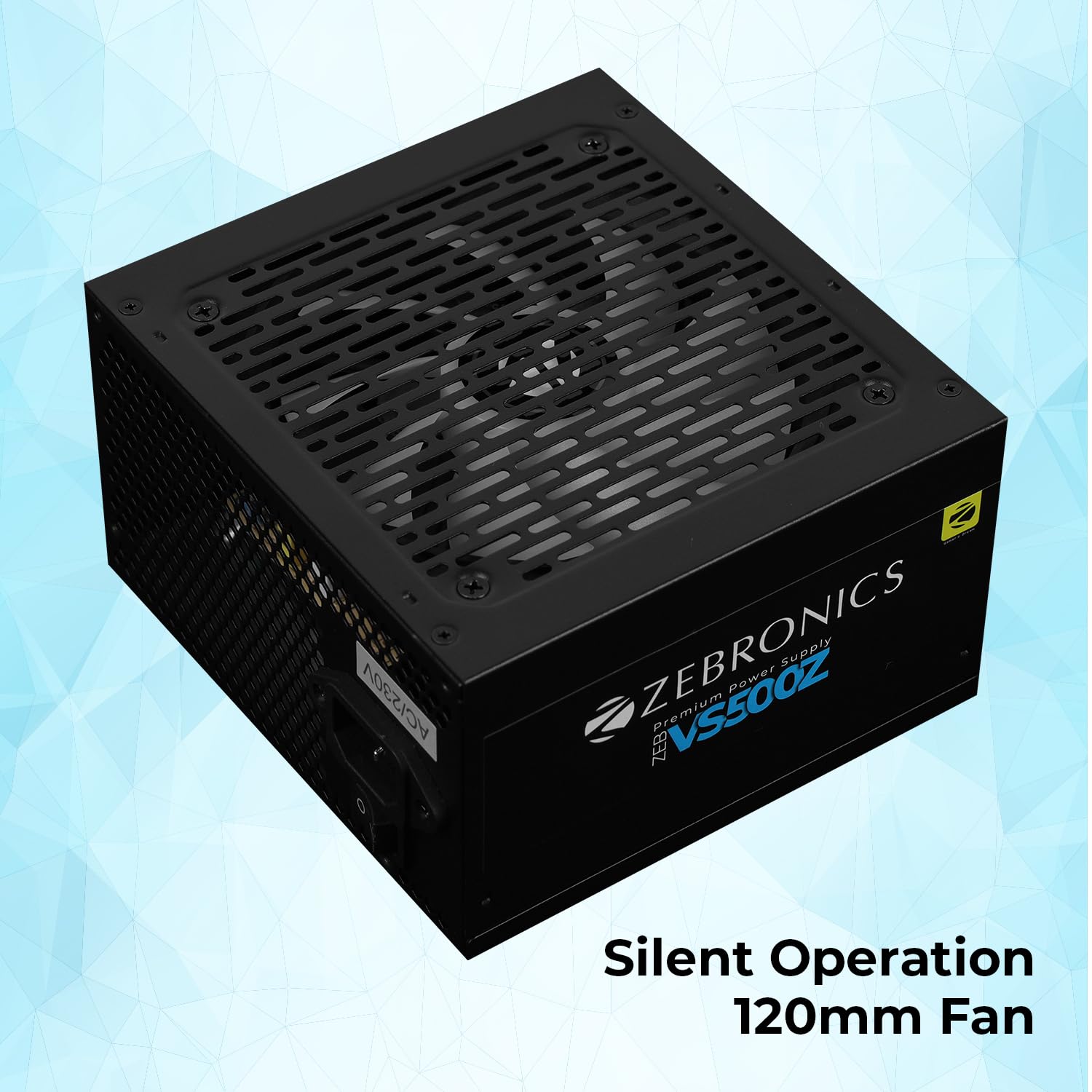 Zebronics VS500Z 500W Non Modular Premium Power Supply with Silent 120mm RGB Fan, Long Flat Cables, PCIe x 1, SATA x 4, 12V 32A (Max.), Over Voltage/Short Circuit Protection (Black) - Image 2