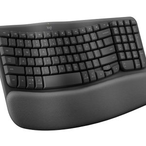 Logitech Wave Keys Wireless Ergonomic Keyboard with Cushioned Palm Rest, Comfortable Natural Typing, Easy-Switch, Bluetooth, Logi Bolt Receiver, for Multi-OS, Windows/Mac - Graphite