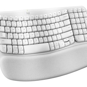 Logitech Wave Keys Wireless Ergonomic Keyboard with Cushioned Palm Rest, Comfortable Natural Typing, Easy-Switch, Bluetooth, Logi Bolt Receiver, for Multi-OS, Windows/Mac - Off White