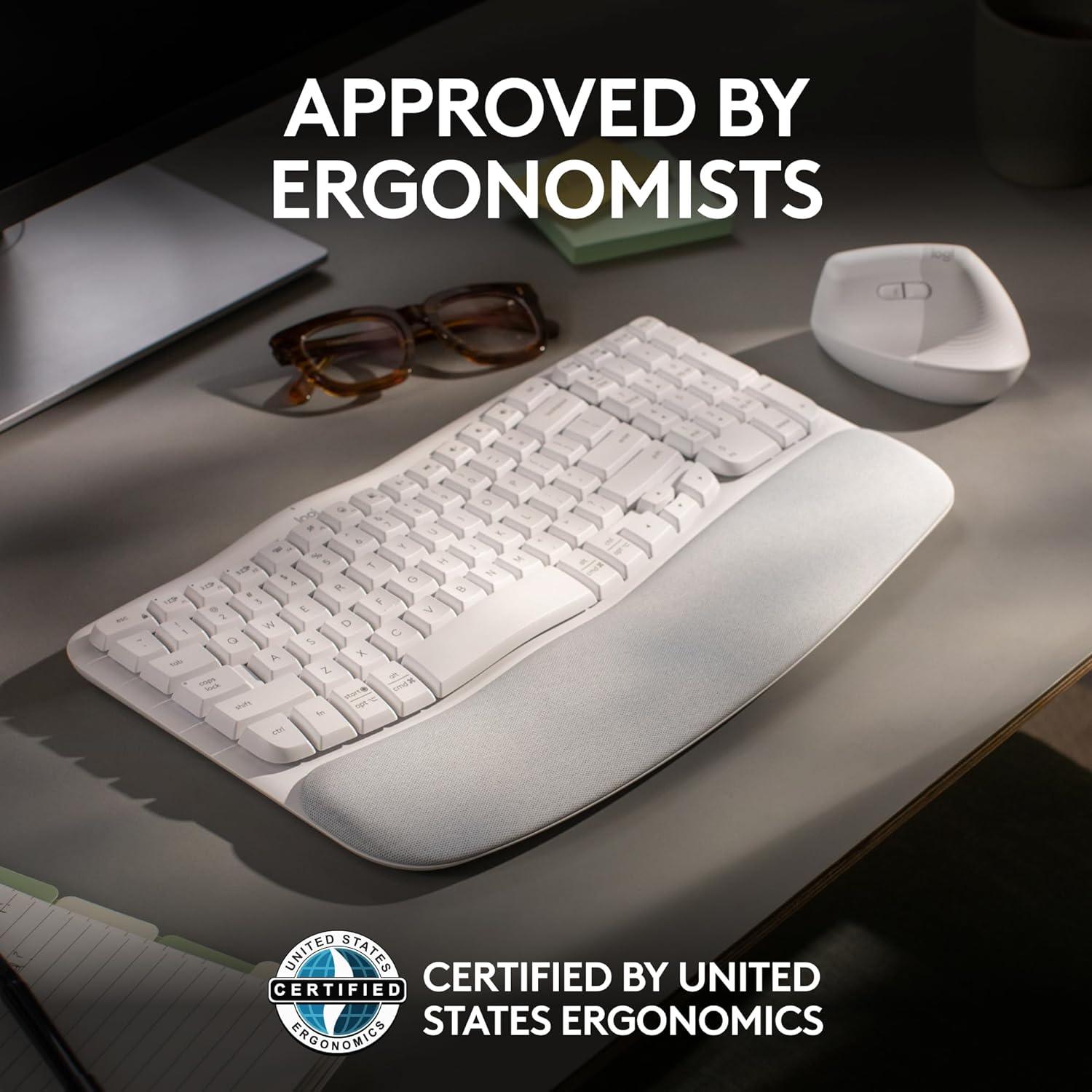 Logitech Wave Keys Wireless Ergonomic Keyboard with Cushioned Palm Rest, Comfortable Natural Typing, Easy-Switch, Bluetooth, Logi Bolt Receiver, for Multi-OS, Windows/Mac - Off White - Image 5