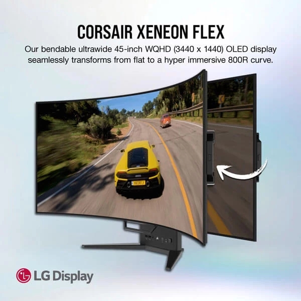 Corsair XENEON FLEX 45WQHD240 45-Inch Bendable Gaming Monitor, 3440 x 1440, 240Hz, 0.03ms GtG, HDR with 1000nit Peak Brightness, 1.5M:1 Contrast Ratio, 1.07 Billion Colors - Image 2