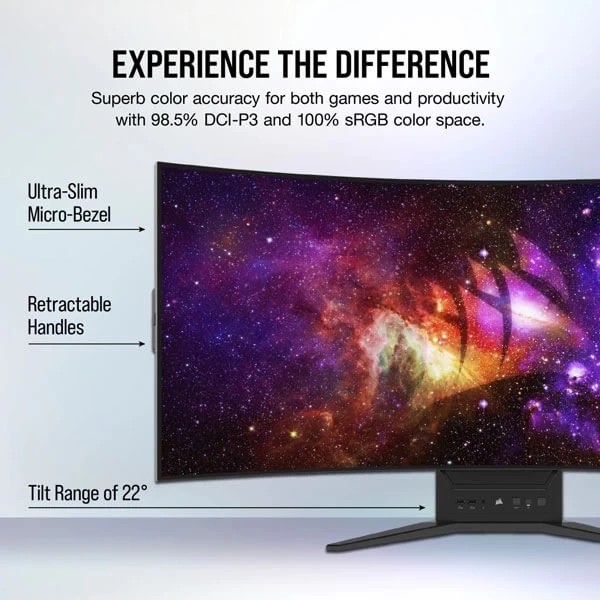 Corsair XENEON FLEX 45WQHD240 45-Inch Bendable Gaming Monitor, 3440 x 1440, 240Hz, 0.03ms GtG, HDR with 1000nit Peak Brightness, 1.5M:1 Contrast Ratio, 1.07 Billion Colors - Image 5