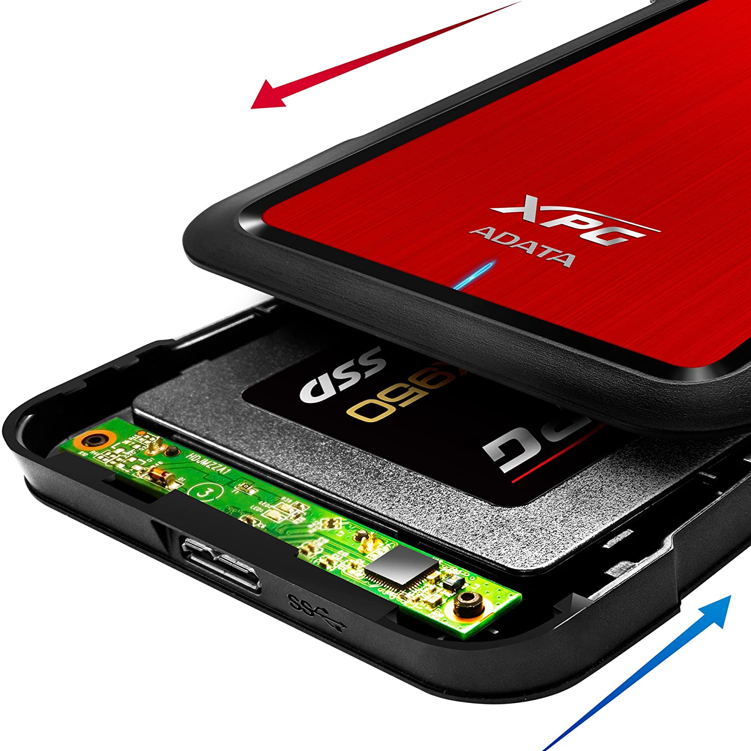 Adata XPG EX500 External Enclosure - Cover Case for Hard Drive & SSD (AEX500U3-CRD) - Red - Image 4