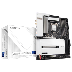 Gigabyte Z590 VISION D Creators Motherboard for Intel 10th/ 11th Gen Processors - LGA1200 Socket (Triple M.2, PCIe 4.0, USB 3.2 Gen2X2 Type-C, Intel WIFI 6, Dual 2.5GbE LAN, Intel Thunderbolt 4)