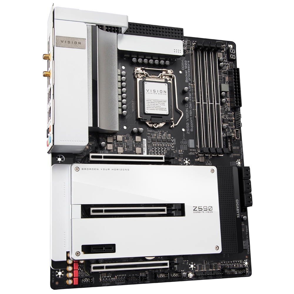 Gigabyte Z590 VISION D Creators Motherboard for Intel 10th/ 11th Gen Processors - LGA1200 Socket (Triple M.2, PCIe 4.0, USB 3.2 Gen2X2 Type-C, Intel WIFI 6, Dual 2.5GbE LAN, Intel Thunderbolt 4) - Image 3