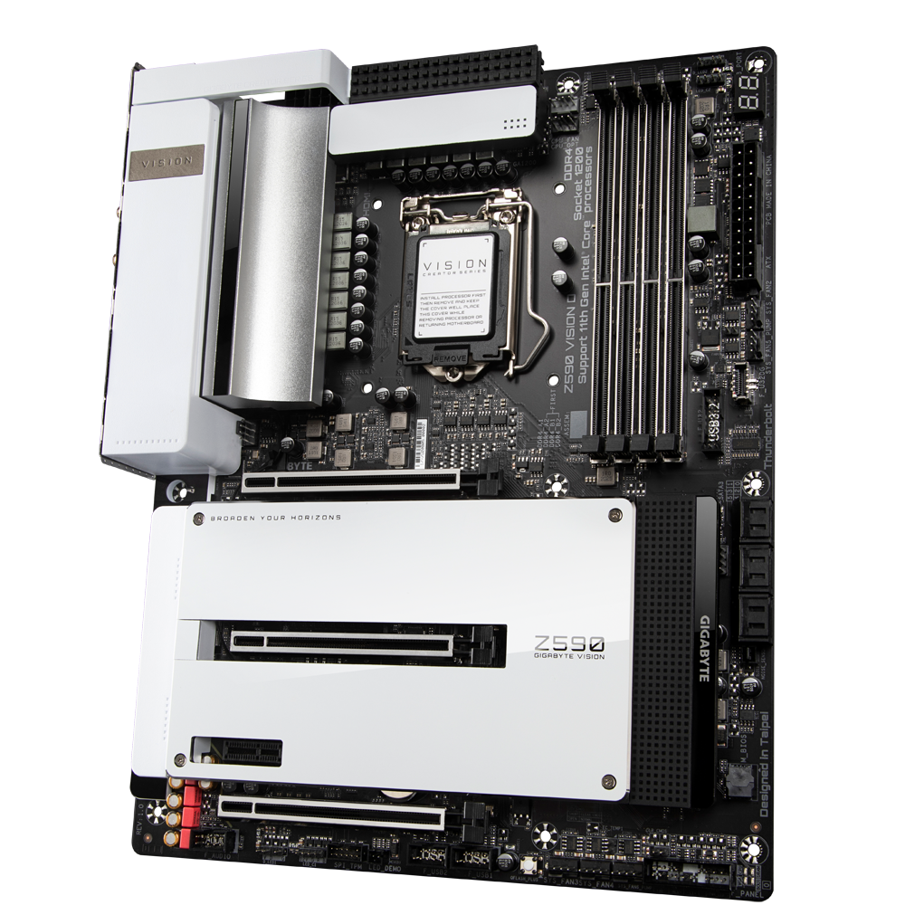 Gigabyte Z590 VISION D Creators Motherboard for Intel 10th/ 11th Gen Processors - LGA1200 Socket (Triple M.2, PCIe 4.0, USB 3.2 Gen2X2 Type-C, Intel WIFI 6, Dual 2.5GbE LAN, Intel Thunderbolt 4) - Image 4