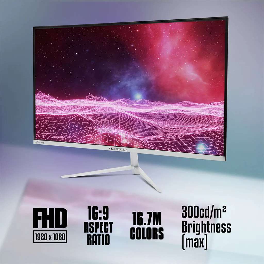 Zebronics Zeb-A24FHD LED (165Hz) 24 inch Gaming Monitor - 60.4cms, IPS, Ultra Slim, FHD 1920x1080 Pixels, Display Port, HDMI, 300nits, USB, Built in Speaker, Wall Mountable, Widescreen - Image 2