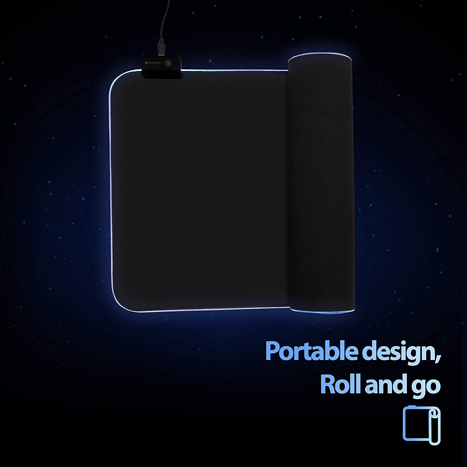 Zebronics Blaze XL RGB Gaming Mouse Pad with Micro Weave Texture/ 13 RGB Modes/ Anti Slip Rubber Base/ 800x300mm (Black) - Image 3