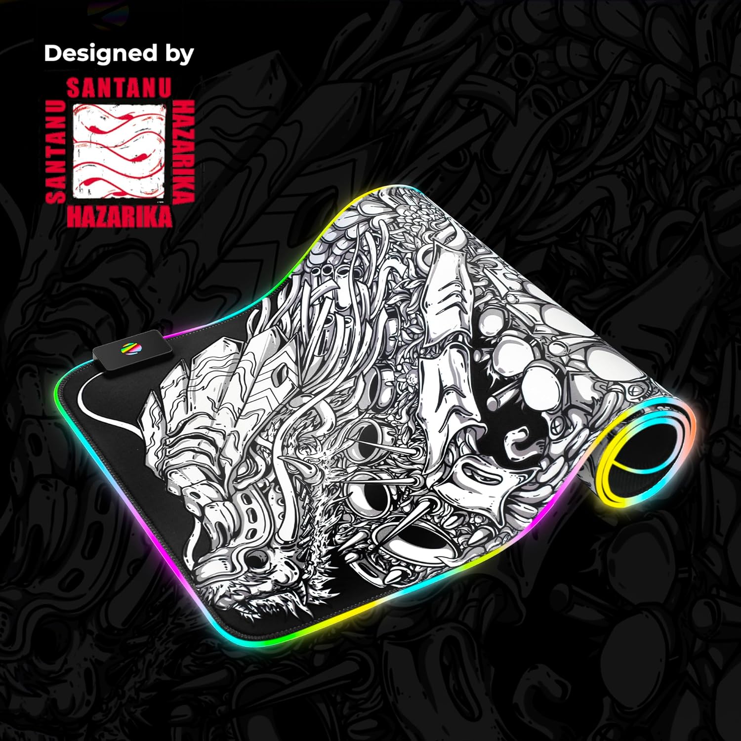 Zebronics Blaze XL RGB Gaming Mouse Pad (Designed by Santanu Hazarika) (80 x 30cm) with 13 RGB Modes/ 2 Levels of Brightness/ Micro Weave Texture for Optimal Accuracy (Black + White) - Image 3