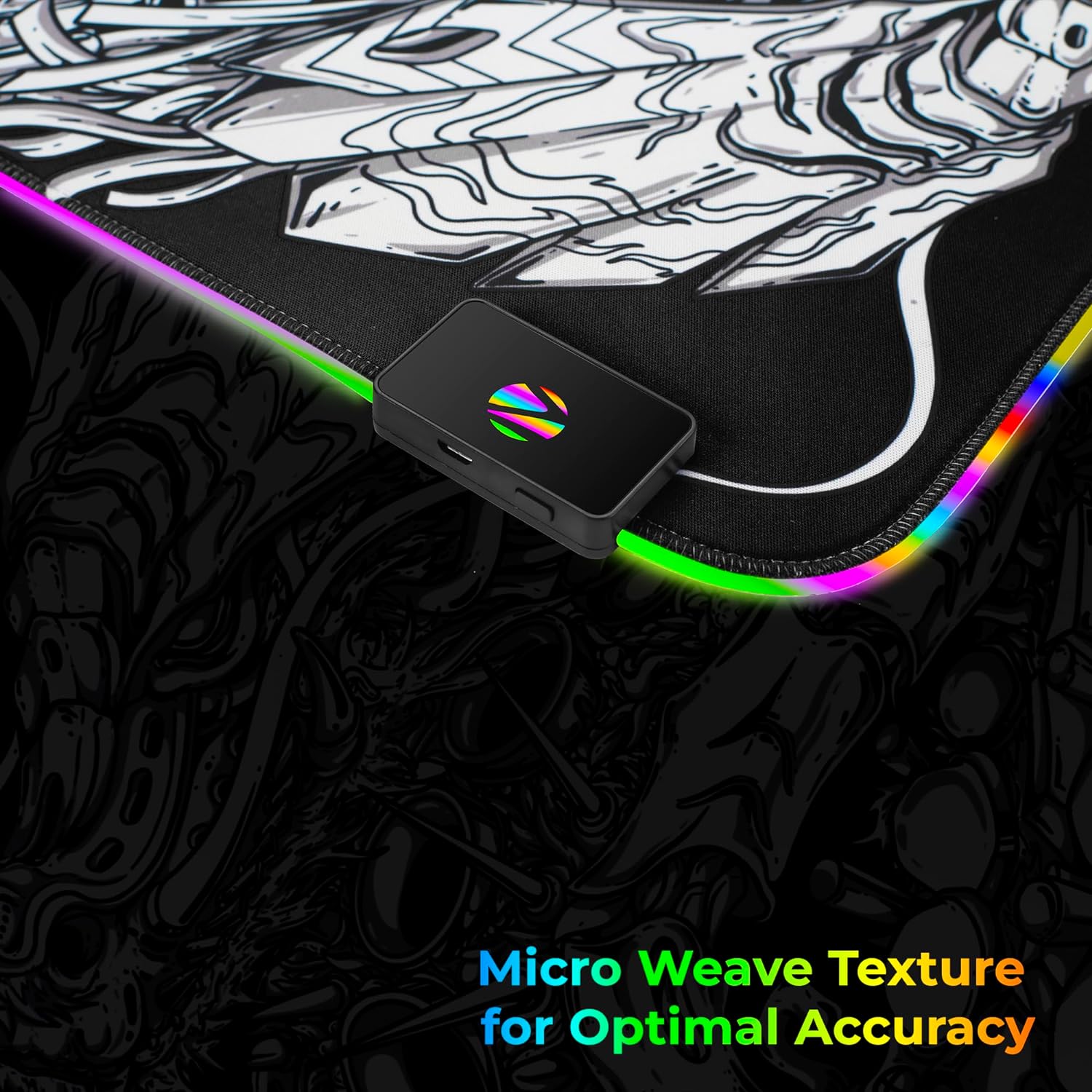 Zebronics Blaze XL RGB Gaming Mouse Pad (Designed by Santanu Hazarika) (80 x 30cm) with 13 RGB Modes/ 2 Levels of Brightness/ Micro Weave Texture for Optimal Accuracy (Black + White) - Image 4