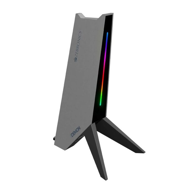 Zebronics Zeb-Demon Tabletop Over Ear Gaming Wired Headphone Stand with RGB Led, Dual USB Ports, 3.5Mm Jack, Abs Material, 1.5 Meter USB Cable, Anti-Skid Bottom Grip and with Microphone