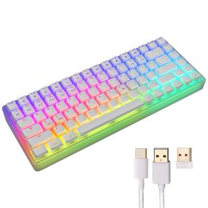 Zebronics Zeb-Max Ninja 200 Premium Wireless RGB Mechanical Keyboard with 84 Keys, 2.4GHz RF, 18 RGB LED & Backlit Keys, OUTEMU Red Switch, 3X Bluetooth, Hot Swap, Mac, Android, Windows, 1.8m Type C Braided Cable - White